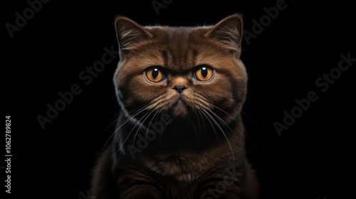 a Exotic shorthair cat on a black background