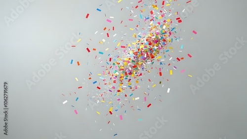 Confetti Popper with Rainbow Confetti on Grey Background