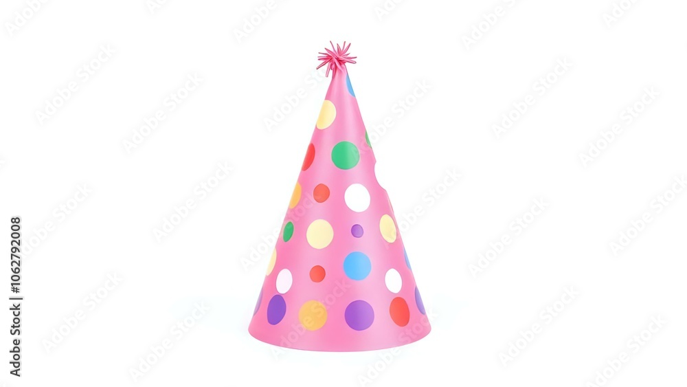 Colorful Party Hat on White Background Colorful Party Hat on White Background