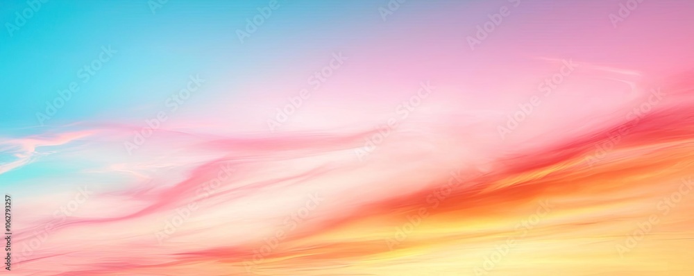 Obraz premium Vibrant sky with pink and blue clouds at sunset, creating a serene atmosphere.