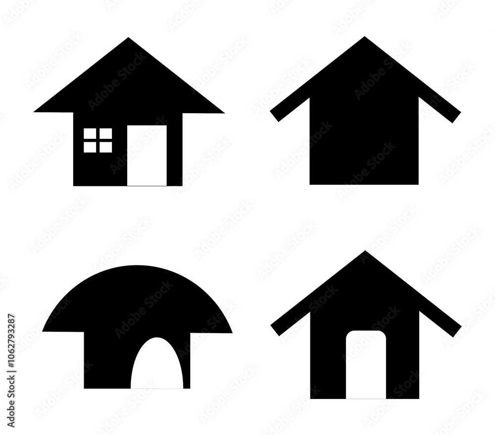set of house icons. house silhouette. set of house icons. house silhouette.