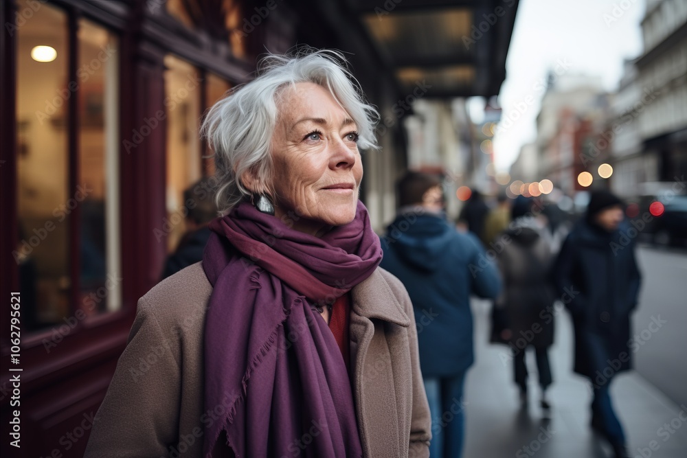 Portrait of senior woman walking on the street in Paris, France Portrait of senior woman walking on the street in Paris, France