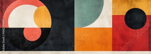 Vintage abstract geometric shapes horizontal background