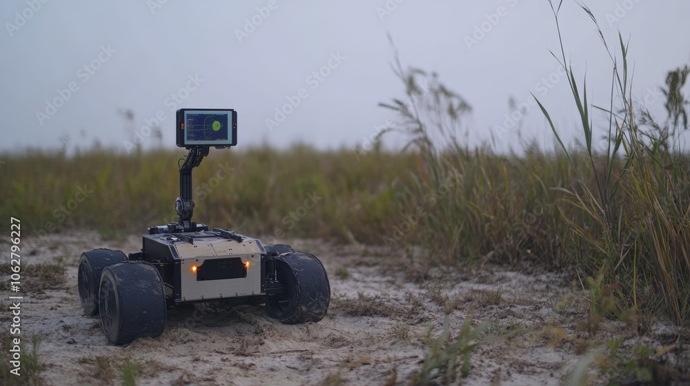 Fototapeta premium A robot exploring remote areas capturing data for mapping and analysis