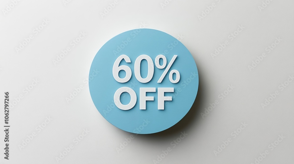 Light blue circle showing discount on white background Light blue circle showing discount on white background