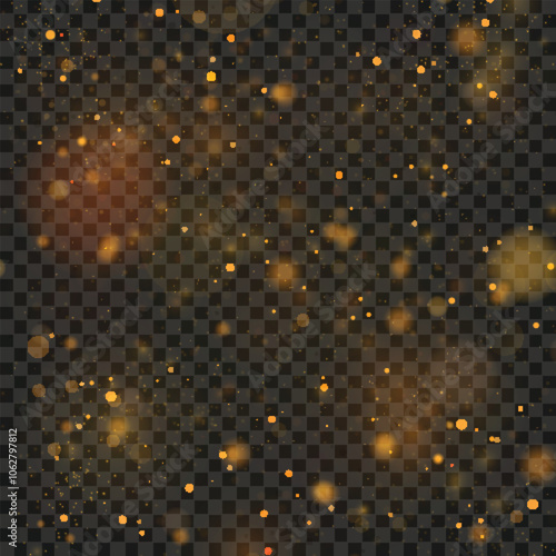 Golden Sparkling Light Effects on Transparent Background for Stock Use Vector