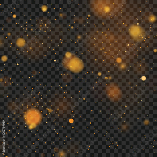 Golden Sparkling Light Effects on Transparent Background for Stock Use Vector