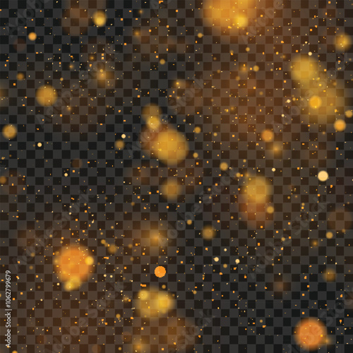 Golden Sparkling Light Effects on Transparent Background for Stock Use Vector