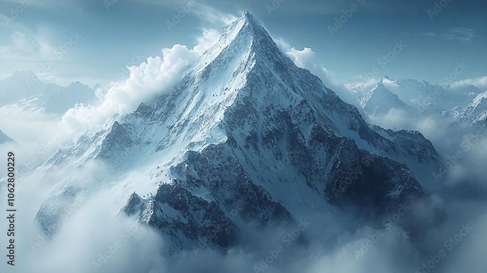 Obraz premium Adventurous Climbers on the Everest Summit