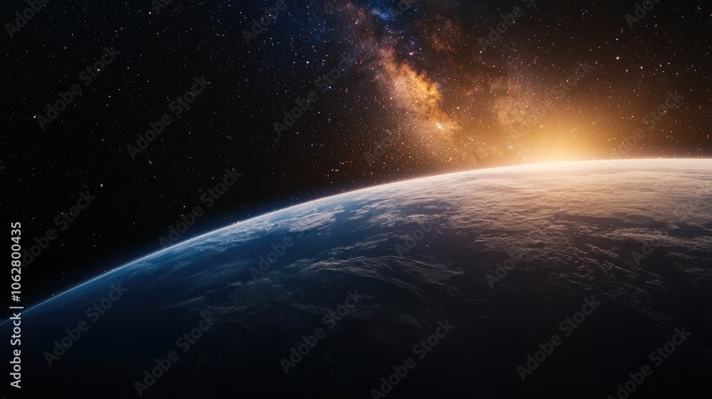 Fototapeta premium Stunning View of Earth from Space at Sunrise