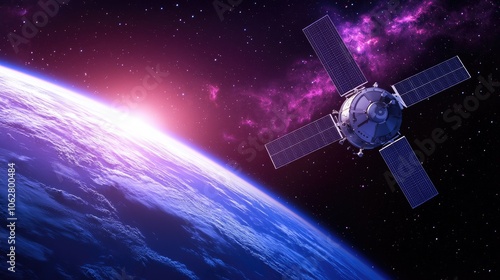 Advanced Satellite Orbiting Earth in Cosmic Space