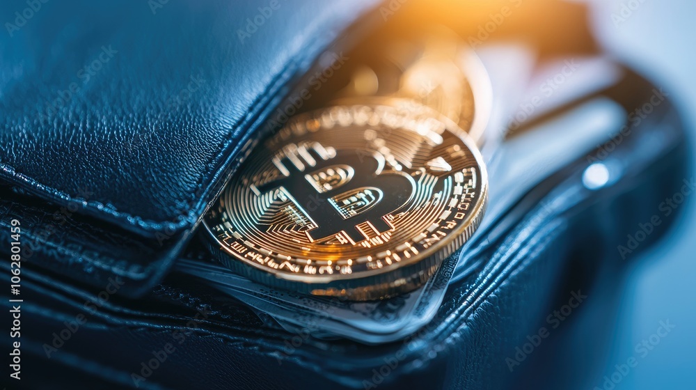 Close-Up of Bitcoin Coins in a Wallet