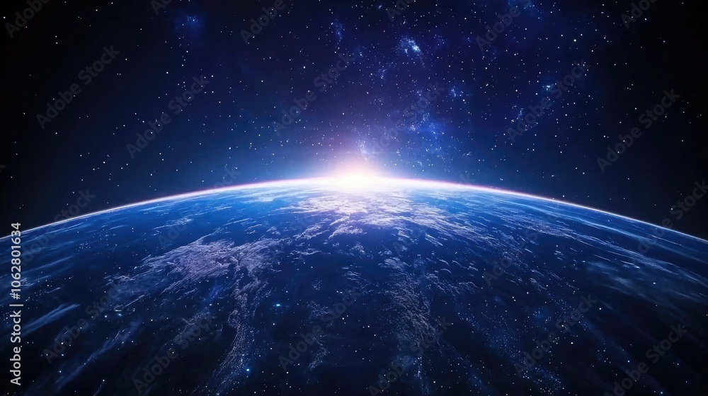 Stunning View of Earth from Space at Sunrise Stunning View of Earth from Space at Sunrise