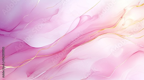 Ethereal Pink and Gold Abstract Fluid Art