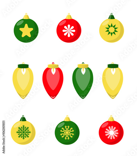 Set New Years light bulbs and balloons, New Years paraphernalia