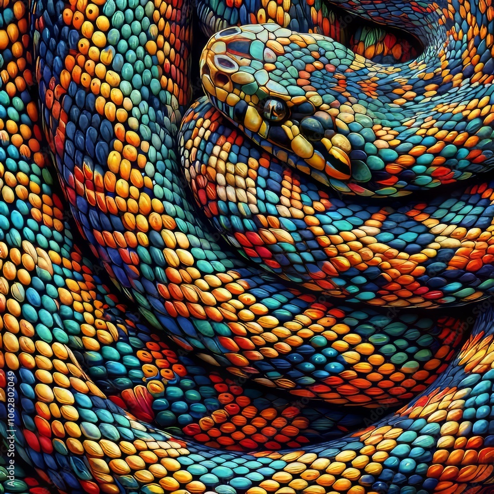 Fototapeta premium Snake Skin A macrorealistic photograph of snake skin revealing i