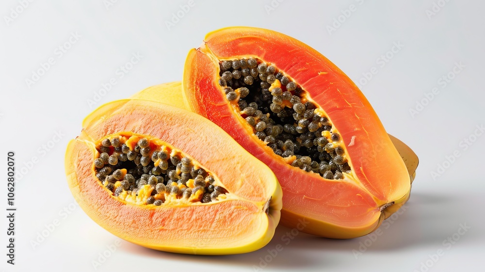 Studio composition showcasing the natural sweetness of ripe papayas Studio composition showcasing the natural sweetness of ripe papayas