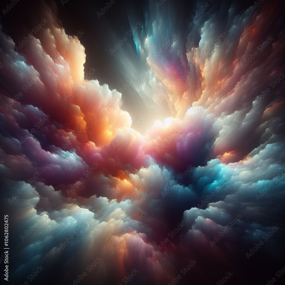 Soft cloud like nebula formations with holographic gradients evo Stock ...