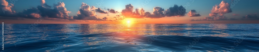 Sunrise over the sea. Panorama Vacation travel holiday banner generative ai Sunrise over the sea. Panorama Vacation travel holiday banner generative ai