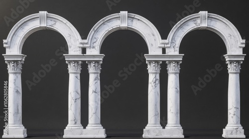 A stunning collection of antique marble arches on a transparent backdrop. photo