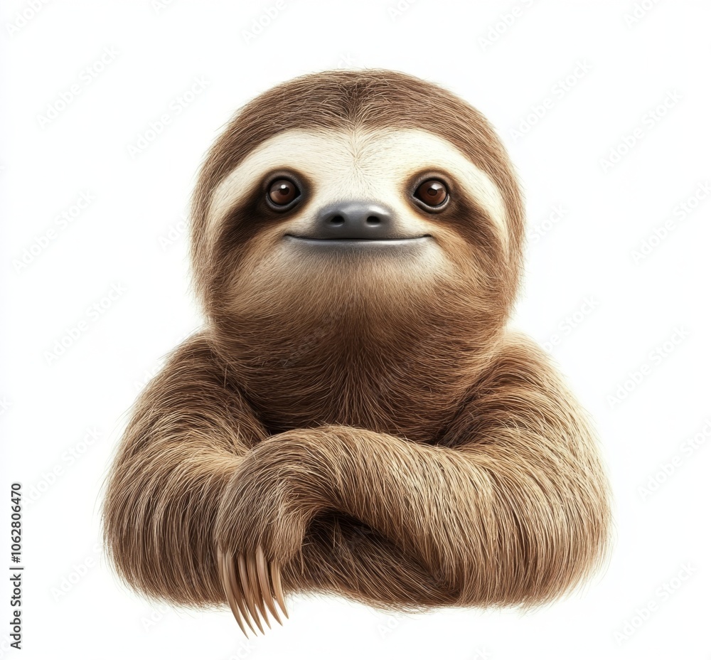 Naklejka premium Transparent PNG format of a sloth for stock use.