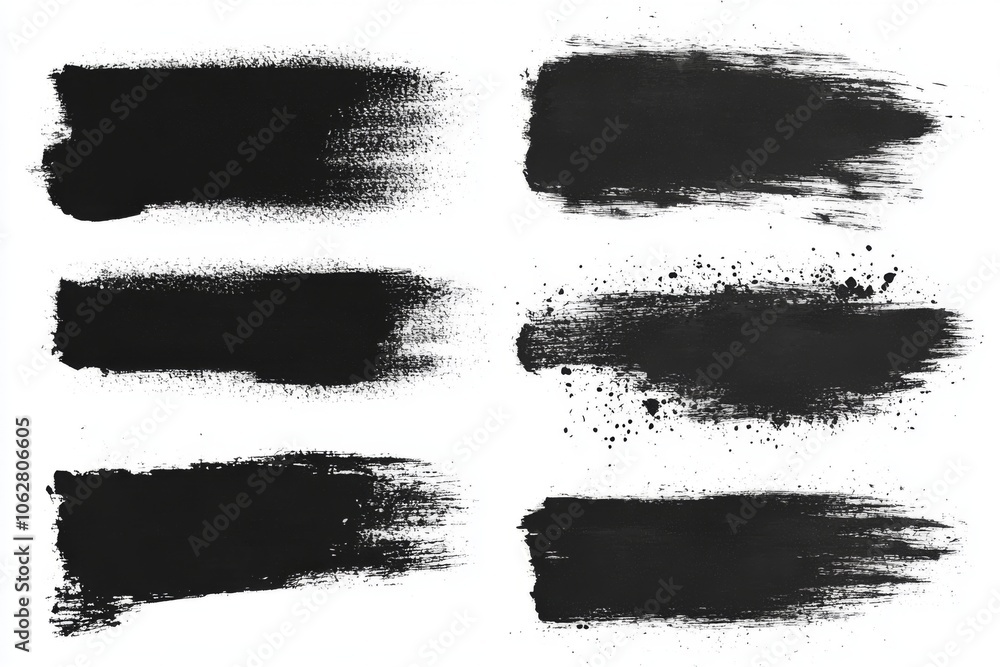 Isolated hand-drawn calligraphy brushes displaying unique textures Isolated hand-drawn calligraphy brushes displaying unique textures