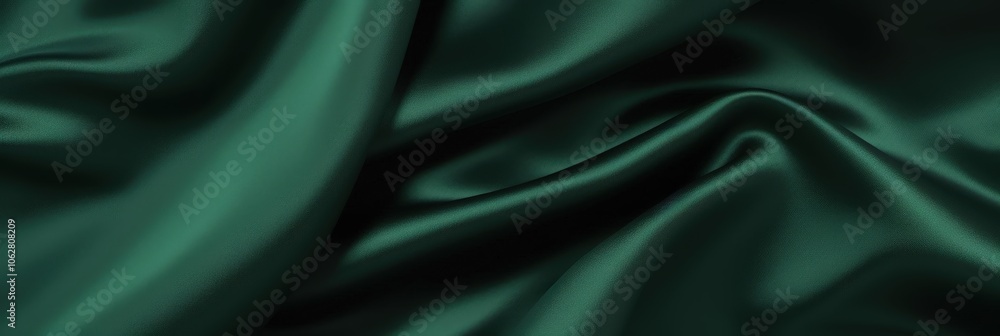 Fototapeta premium Dark green velvet fabric texture background, dark emerald cloth material for fashion design, green silk satin, 