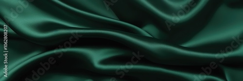 Dark green velvet fabric texture background, dark emerald cloth material for fashion design, green silk satin, 