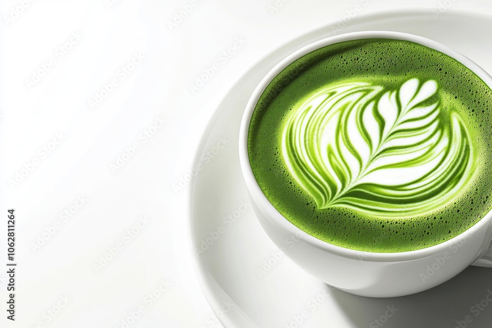 Obraz premium An enticing image showcasing a soothing cup of matcha latte.