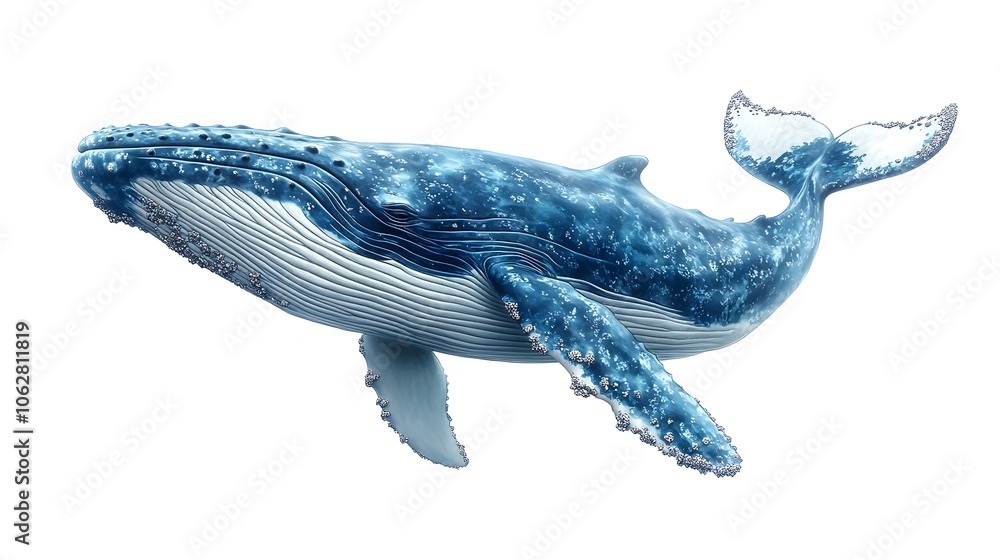 Majestic blue whale isolated on a clean white background. This stunning marine animal photograph showcases the grace and power of the largest known whale species,perfect for use in nature,wildlife. Majestic blue whale isolated on a clean white background. This stunning marine animal photograph showcases the grace and power of the largest known whale species,perfect for use in nature,wildlife.