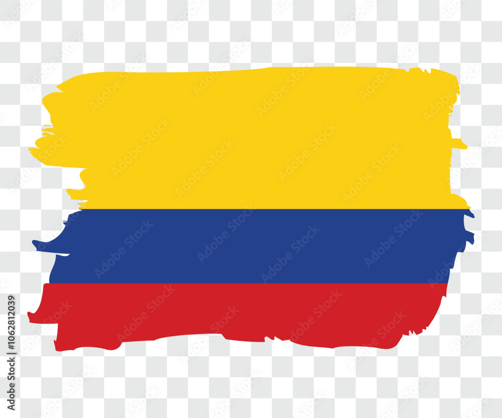 National flag of Colombia with brush stroke. Vector illustration
