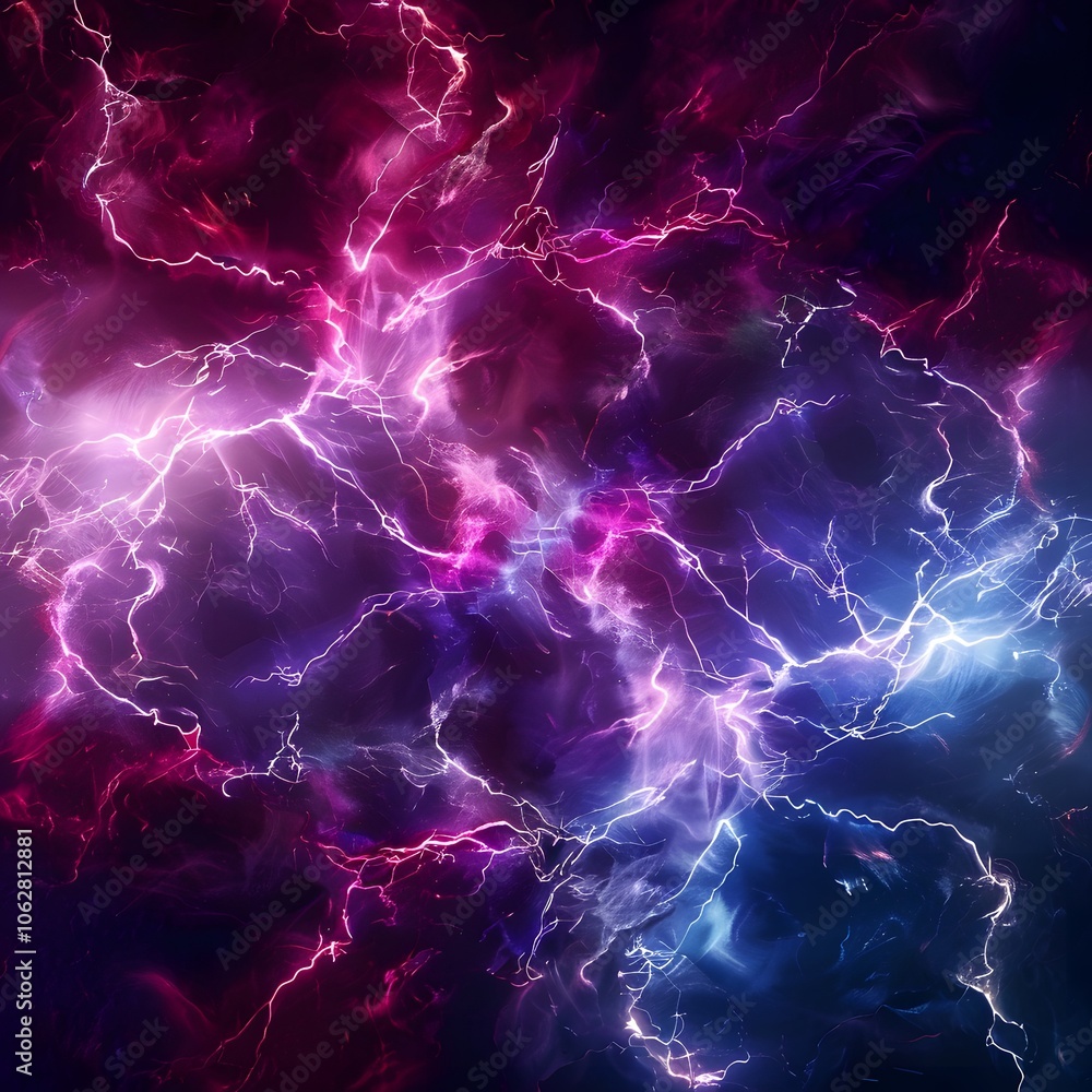 Abstract depiction of vibrant lightning and energy in a cosmic setting. Abstract depiction of vibrant lightning and energy in a cosmic setting.