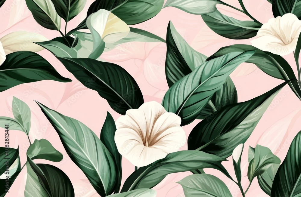 Delicate floral seamless pattern highlighting cordelia leaves. Delicate floral seamless pattern highlighting cordelia leaves.