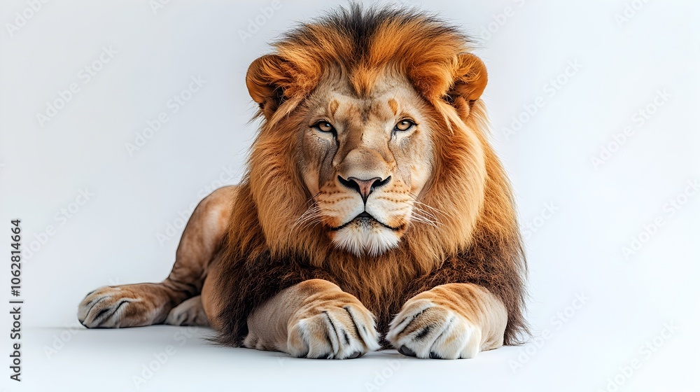Regal Lion Resting in the African Savanna,Powerful and Majestic Predator Observing its Domain. Close-up Portrait of the King of the Jungle with Piercing Gaze and Imposing Mane. Regal Lion Resting in the African Savanna,Powerful and Majestic Predator Observing its Domain. Close-up Portrait of the King of the Jungle with Piercing Gaze and Imposing Mane.