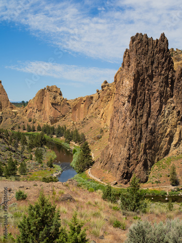 A mountain range with a river running through it