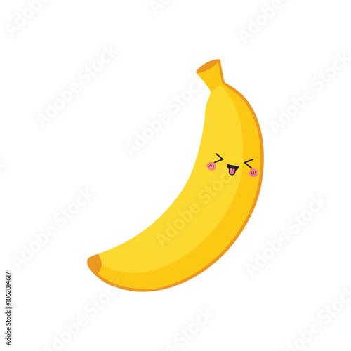 Cute Banana Fruit illustration Vector, Kawaii Banana Face isolated Clipart Design 