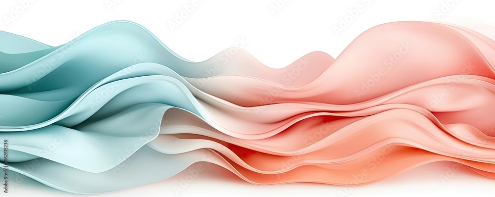Flowing abstract fabric waves in soft colors, white isolated background. Flowing abstract fabric waves in soft colors, white isolated background.