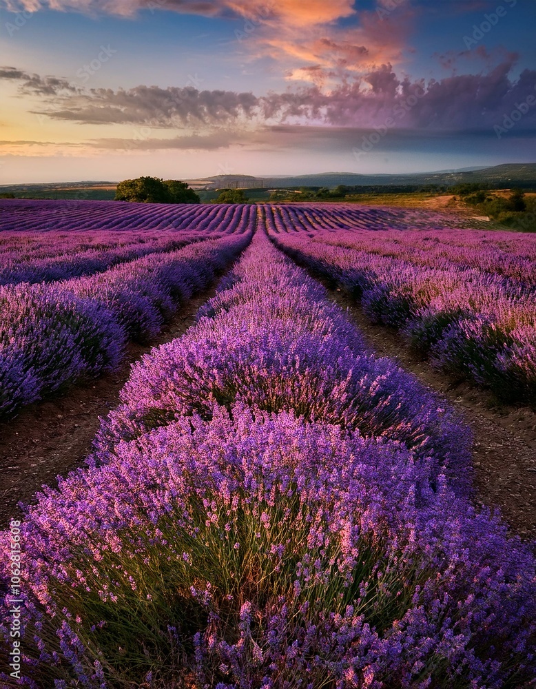 Fototapeta premium lavender field at sunset