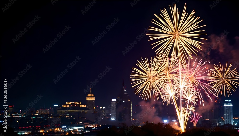 Create a festive Happy New Year 2025 background featuring sparkling fireworks, golden confetti, and elegant typography with ‘Happy New Year 2025.’ The scene should feel celebratory with vibrant color Create a festive Happy New Year 2025 background featuring sparkling fireworks, golden confetti, and elegant typography with ‘Happy New Year 2025.’ The scene should feel celebratory with vibrant color