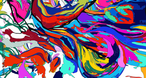 Colorful abstract fluid psychedelic background New Year 2025