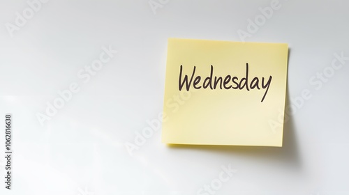 A yellow sticky note with the word 'Wednesday' written on it.