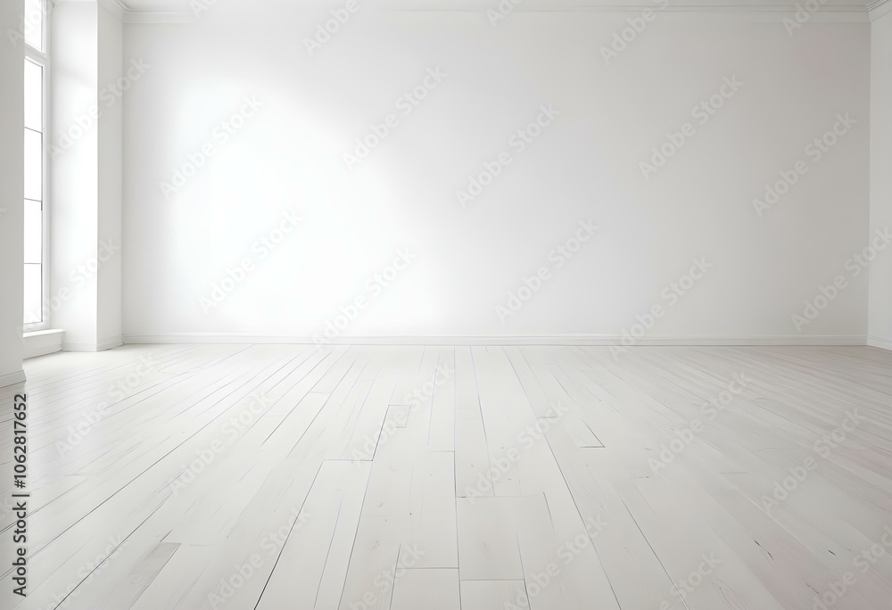 Empty white room with wooden floor and white walls Empty white room with wooden floor and white walls