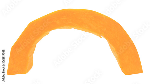 Pumpkin slice. Fresh vegetable. Autumn print. Isolated on transparent background. Side view