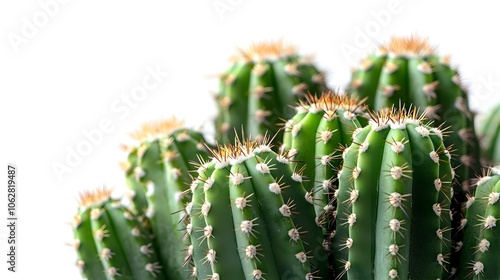 Vibrant Cluster of Cacti Plants with Spiky Green Stems and Thorns in Arid Desert Natural Environment