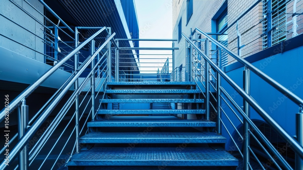 Safety barriers and guardrails installed along walkways and staircases Safety barriers and guardrails installed along walkways and staircases