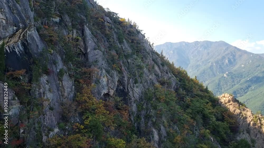 The view when you climb Mt. Seorak by cable car The view when you climb Mt. Seorak by cable car