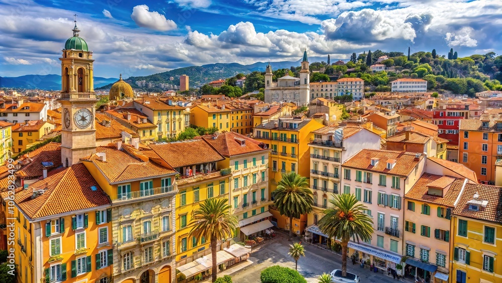 Naklejka premium Explore the Historic Architecture and Charm of BTIMENTS DU VIEUX NICE in the Heart of French Riviera's Old Town