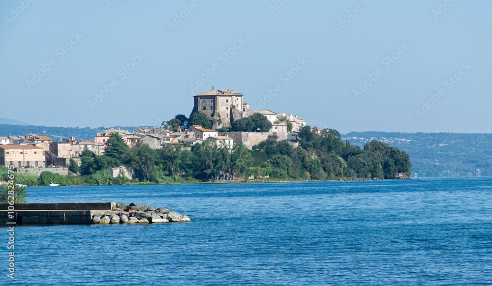 Landscape of medieval fishshing village Marta. Lake Bolsena, Viterbo, Italy. Landscape of medieval fishshing village Marta. Lake Bolsena, Viterbo, Italy.
