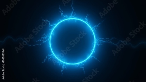 Wallpaper Mural Glowing electric blue circle with neon lightning effect on dark background Torontodigital.ca
