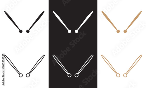 Wooden drumsticks isolated on white and black background. Vector illustration. EPS 10